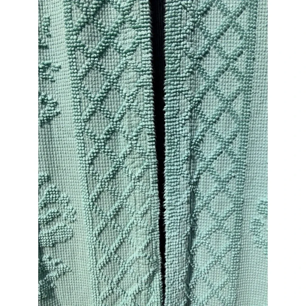 Vtg Hobnail Rose Chenille Curtains Drapes Light Aqua Blue Cottage Grannycore